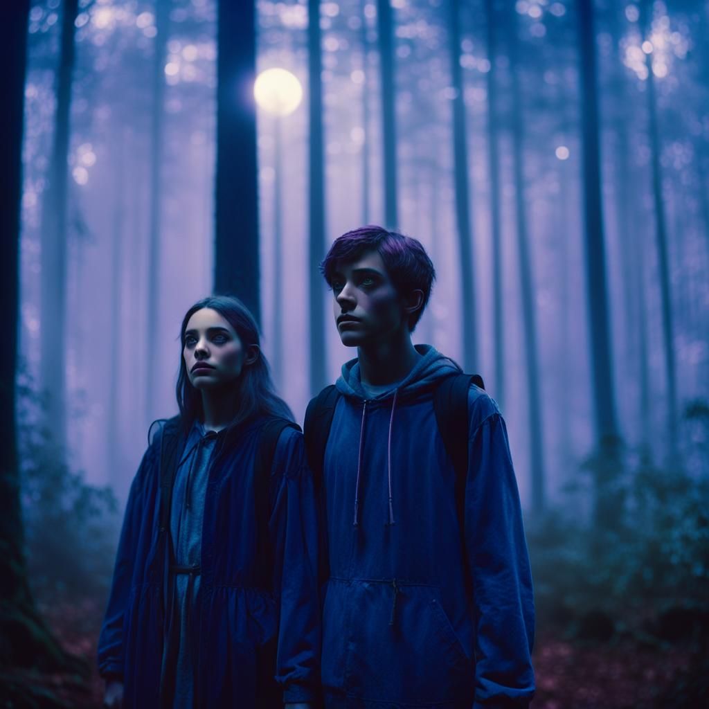 Ethereal Teenage Spirits in Misty Forest