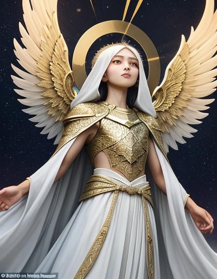 Radiant Celestial Guardian with Golden Wings