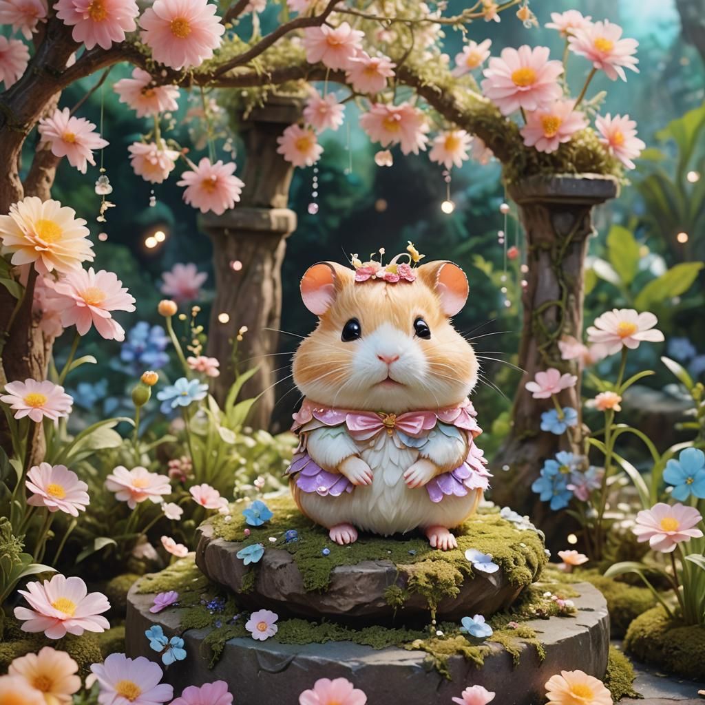 Whimsical Hamster in Mochi Fantasy, Anime-Style Close-Up