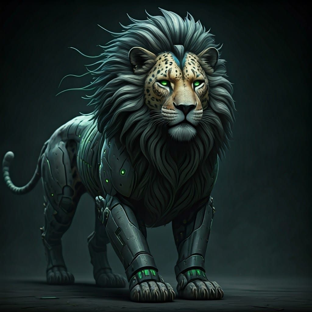 Biomechanical Jaglion with Cybernetic Enhancements in Indust...