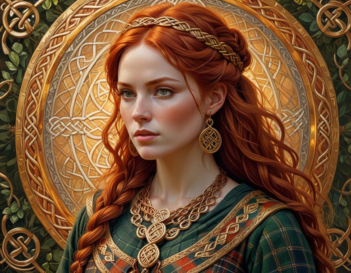 Celtic Woman Portrait in Oil Painting Style