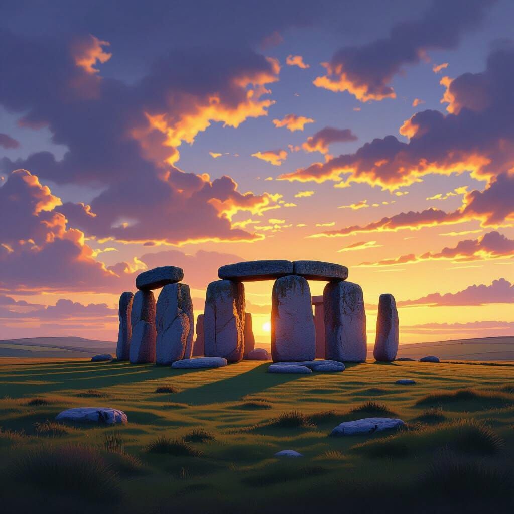 Stonehenge at Sunset in Stalenhag Style