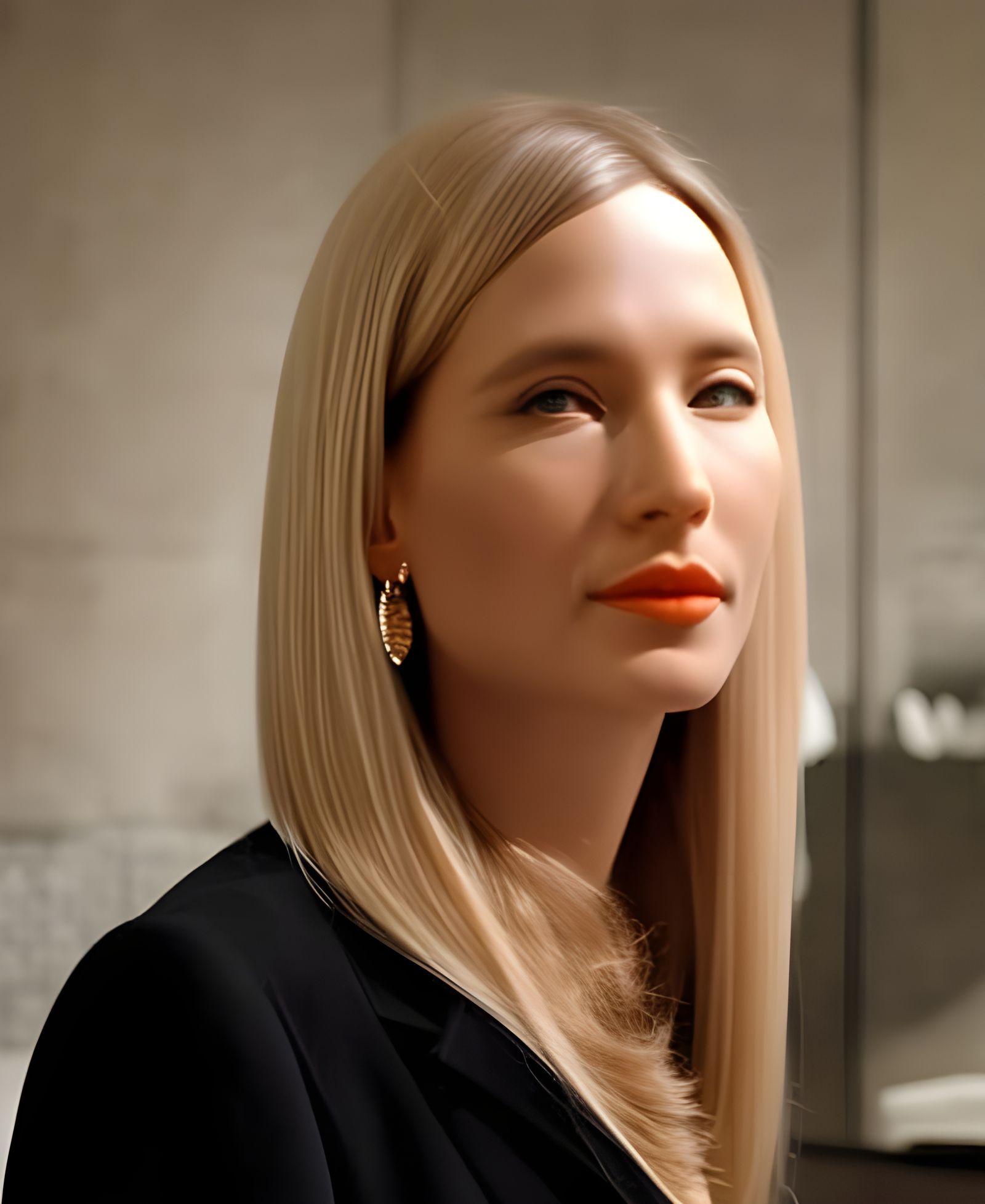 Woman with Sardonic Smile in London Cafe