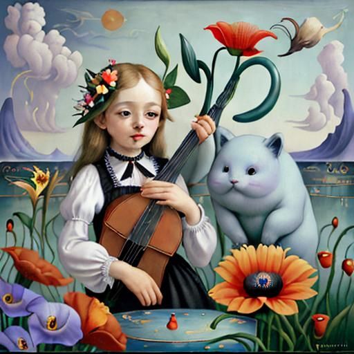 Surreal Utopia: Anthropomorphic Flowers in a Dreamscape