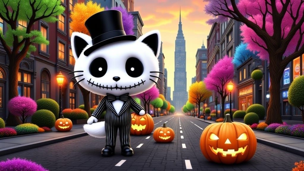 Hello Kitty as Jack Skellington in New York