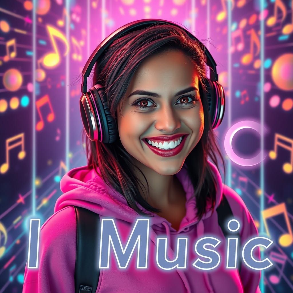 Vibrant Music Lover Embodied in Neon