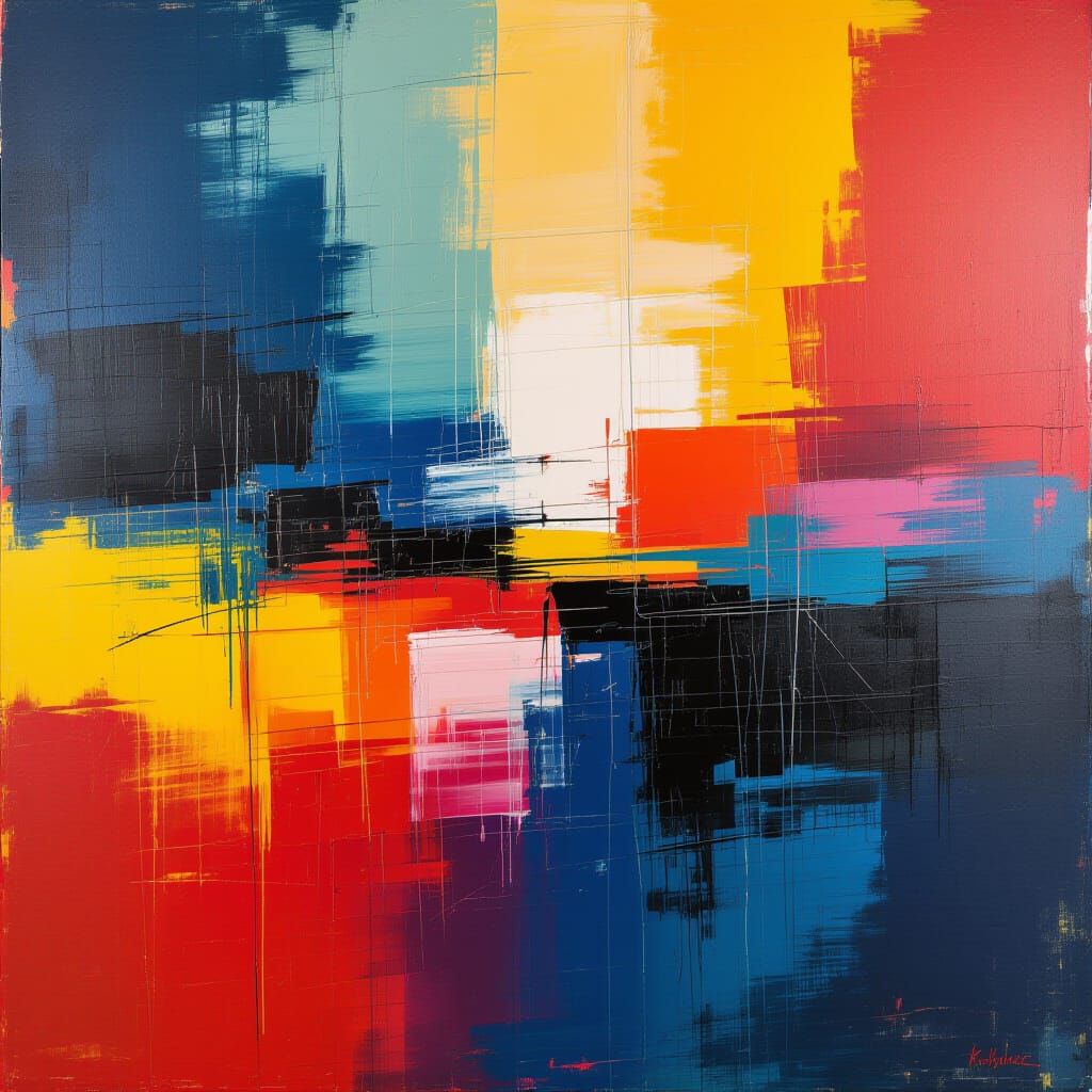 Dynamic Abstract Expressionist Artwork