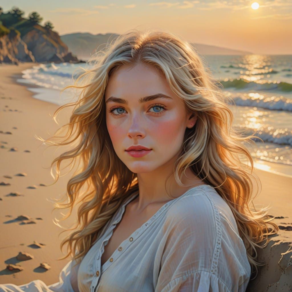 Breathtakingly Beautiful Woman in Golden Hour