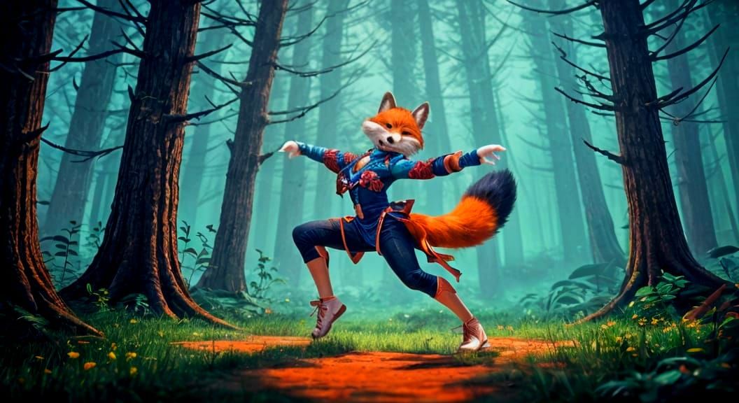 Whimsical Fox in Motion