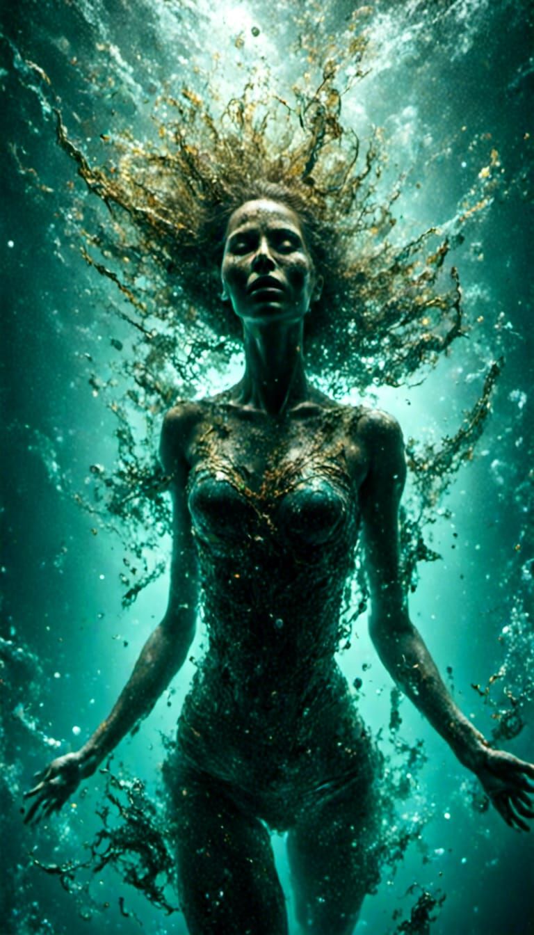 Hyperreal Nude Woman with Macabre and Cute Elements