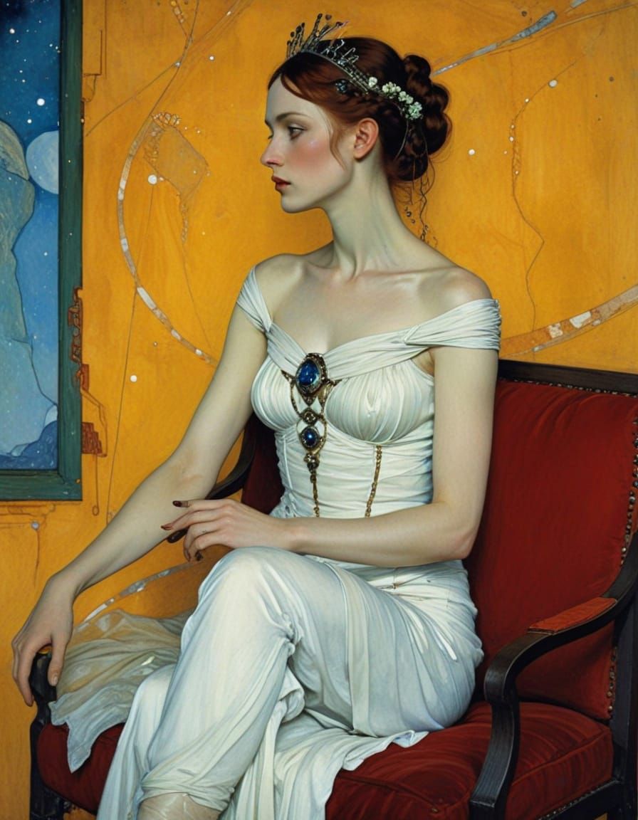 Ethereal Space Bride in a Dreamlike Landscape