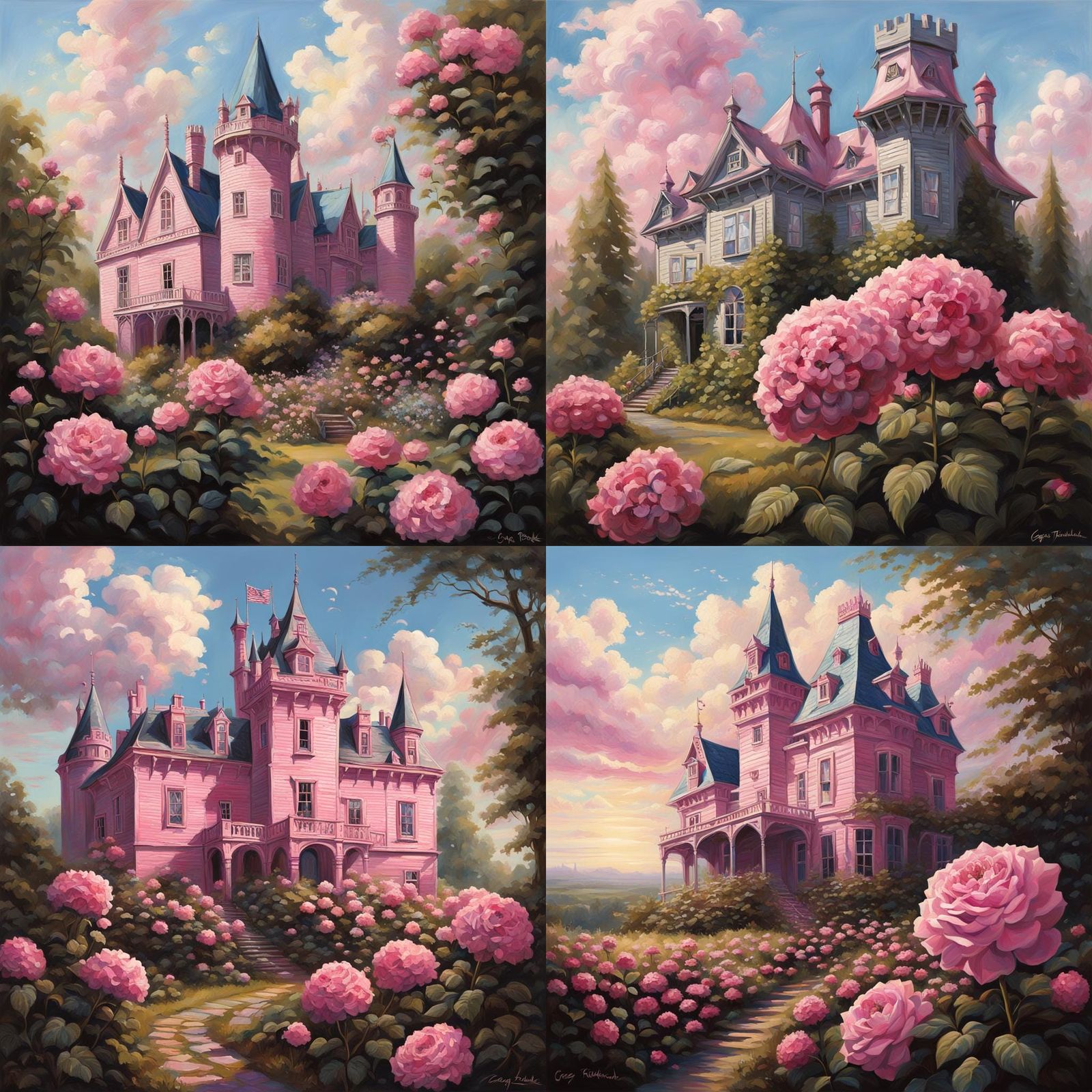 Fairytale Castle with Roses in Dark Fantasy Style