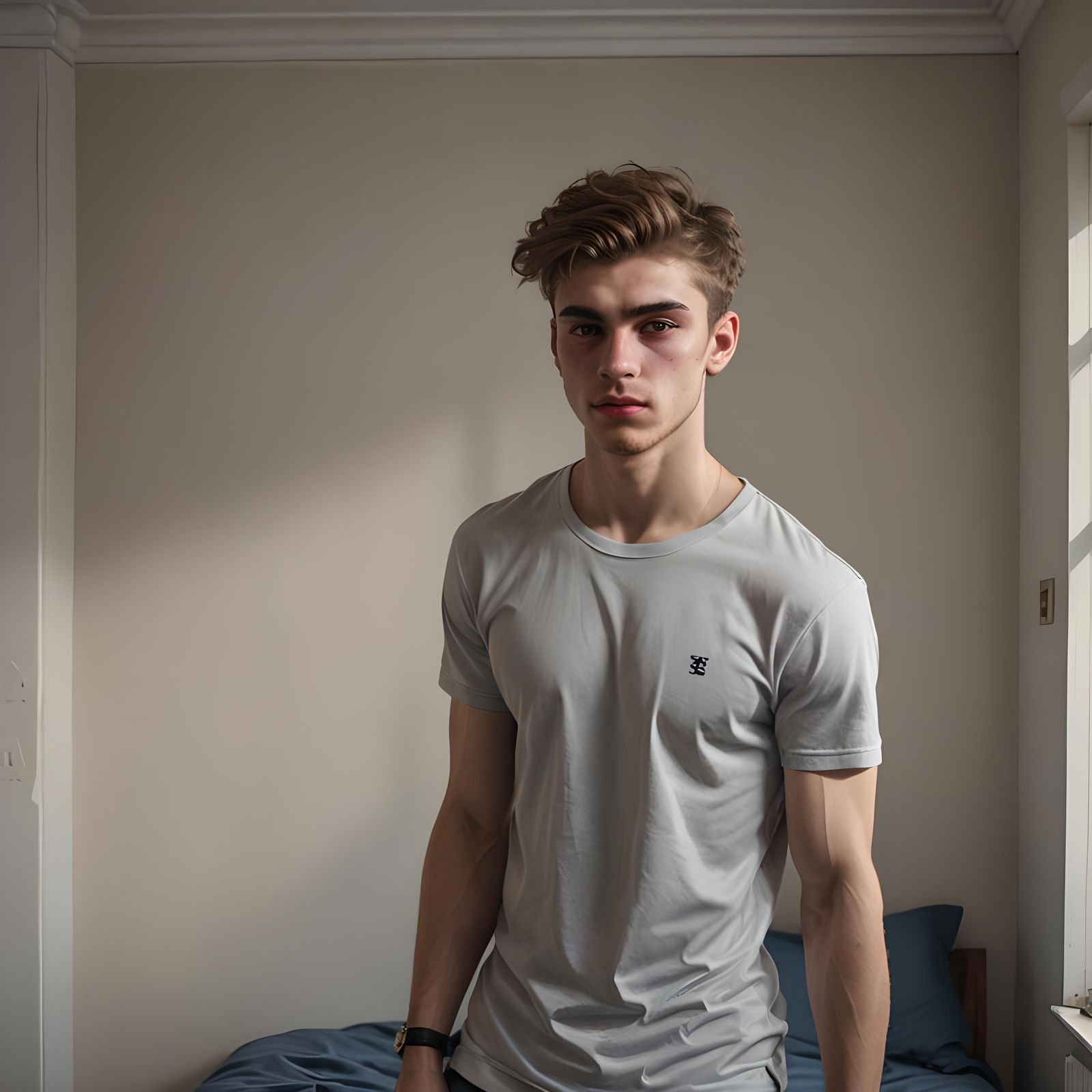 Hyperrealistic Portrait of a British Man Flexing
