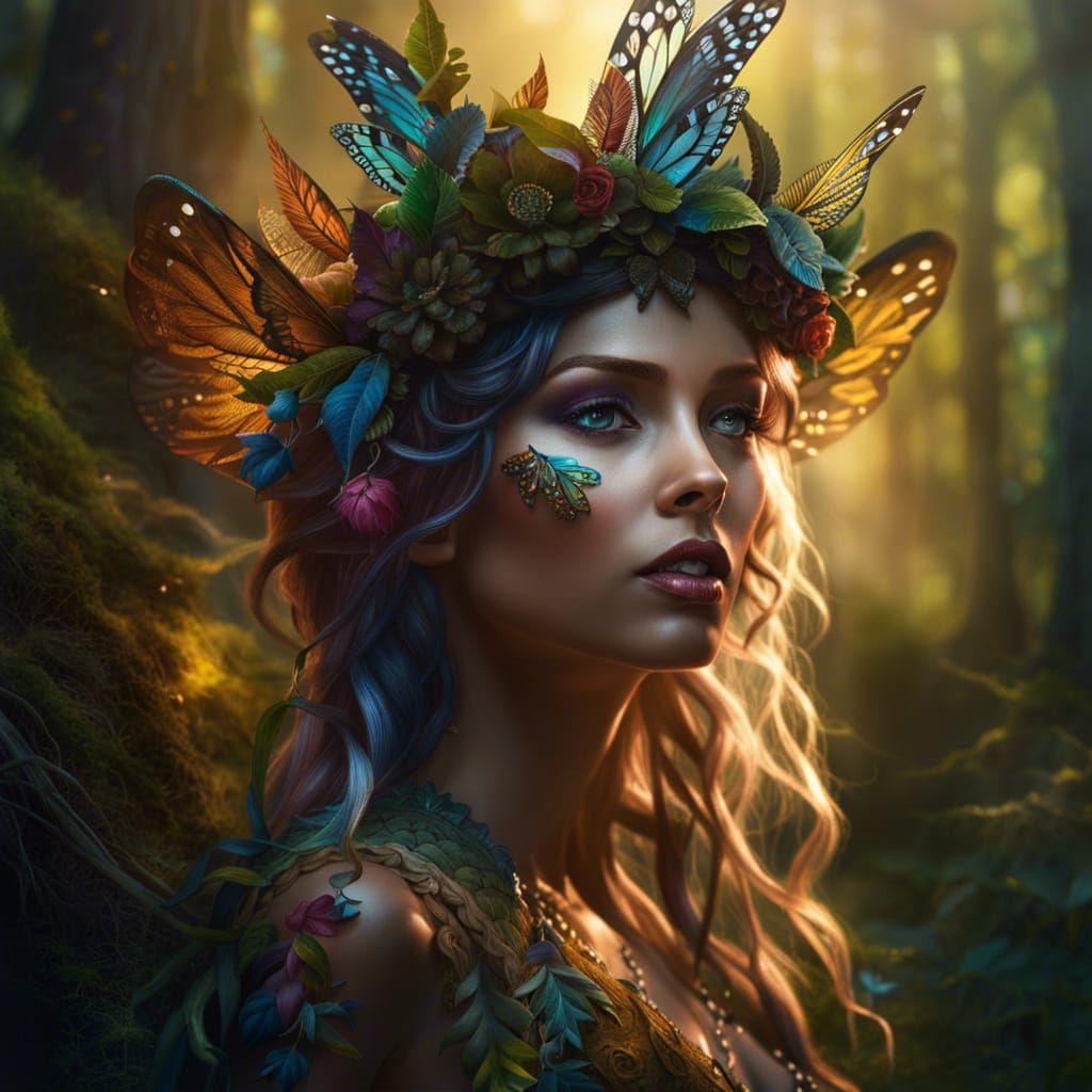 Hyperrealistic Forest Fairy in Splash Art Style