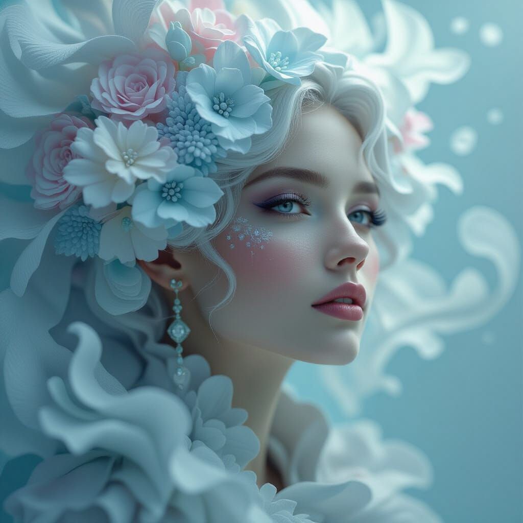 Dreamscape of Floating Vapour and Frost in Jewel Tones