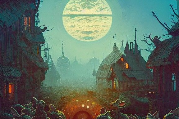 Globe Filled with Bunnies: Fantasy Art