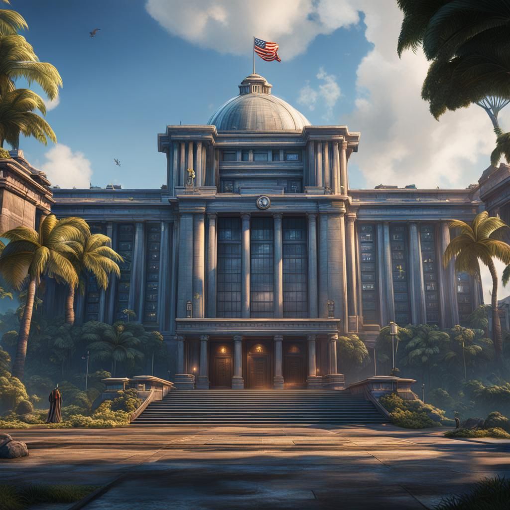 Superhero Island Government Headquarters: Fantasy Concept Ar...