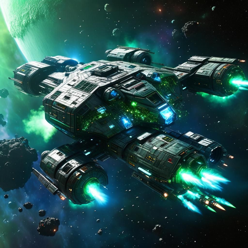 Epic Sci-Fi Spaceships Surrounded by Colorful Nebulae