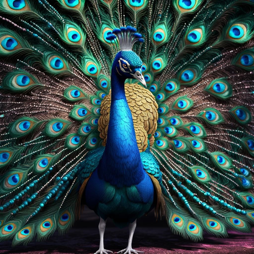 Crystal Peacock: Detailed Fantasy Art
