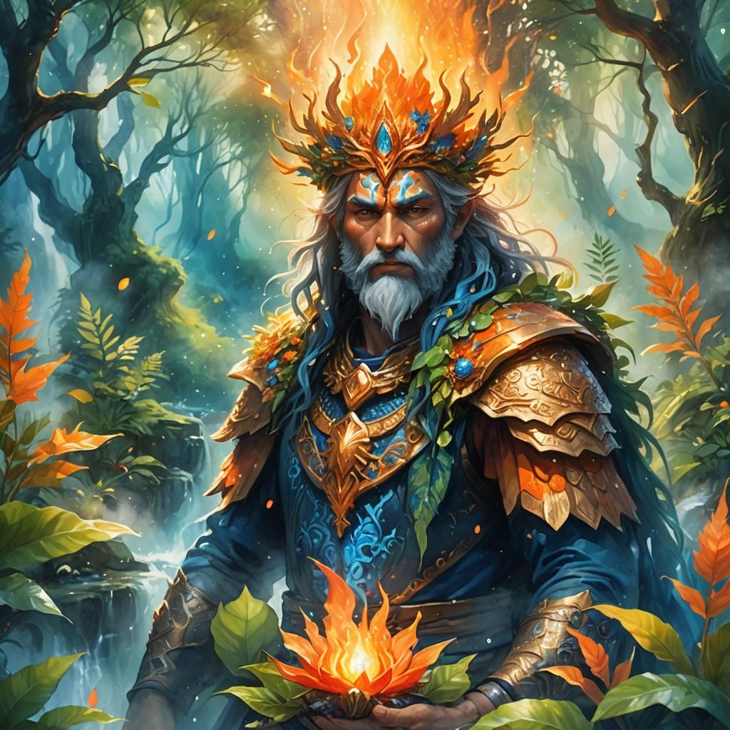 Majestic Fantasy God in Nature's Embrace