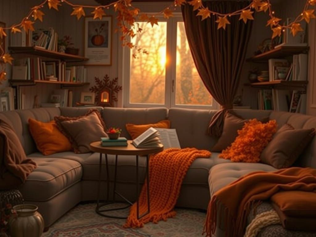 Cozy Autumn Reading Nook, Folktale Illustration