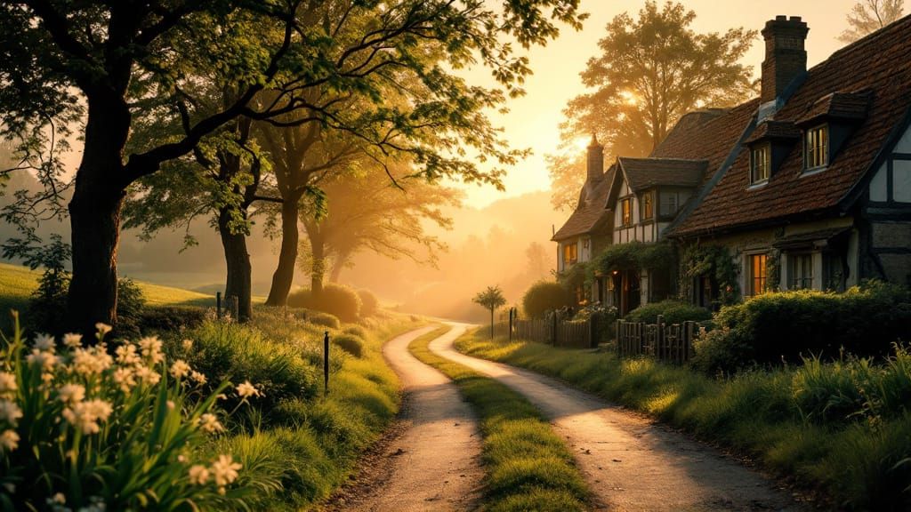 Cinematic Village Road in Morning Light