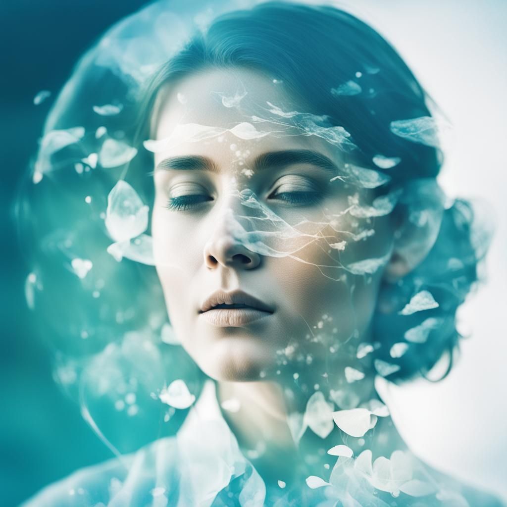 Double Exposure Portrait of a Woman in Soft Focus