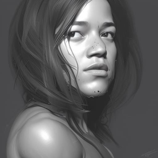 Michelle Rodriguez Portrait in Hyperdetailed Digital Art Sty...