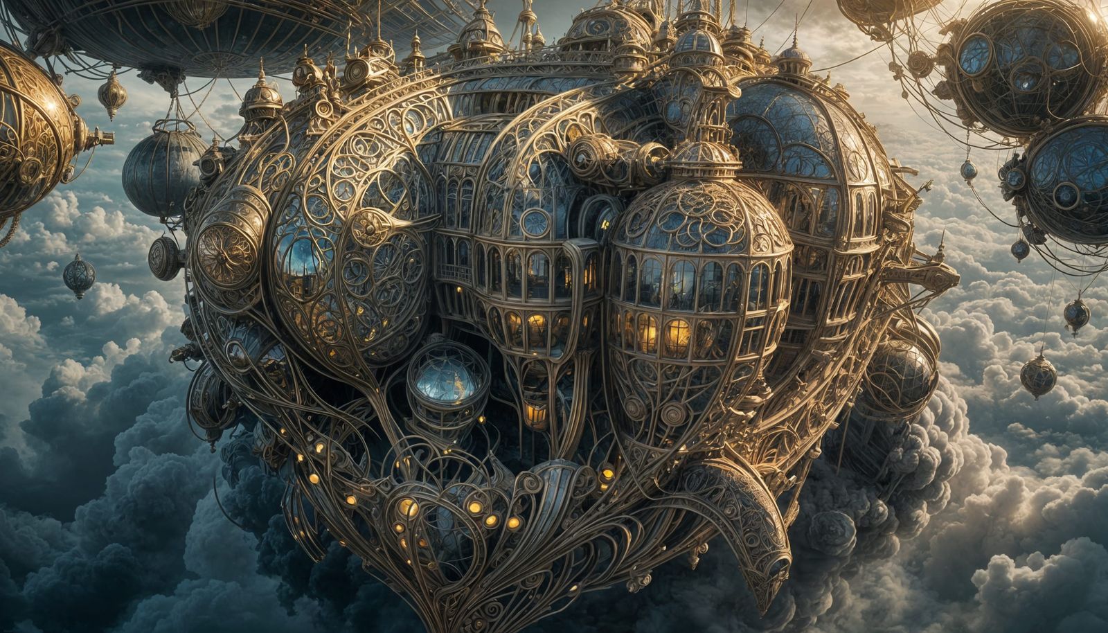 Art Nouveau Futuristic Hotel at Twilight