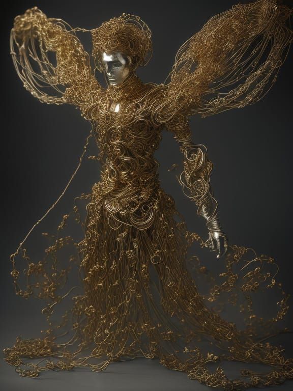 Dystopian Metal Rose Woman Portrait