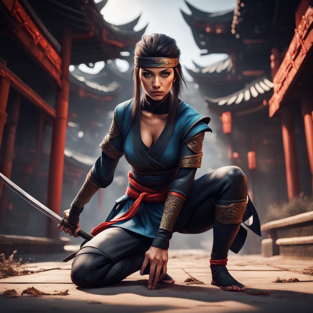 Ninja Warrior Woman in Detailed Matte Painting