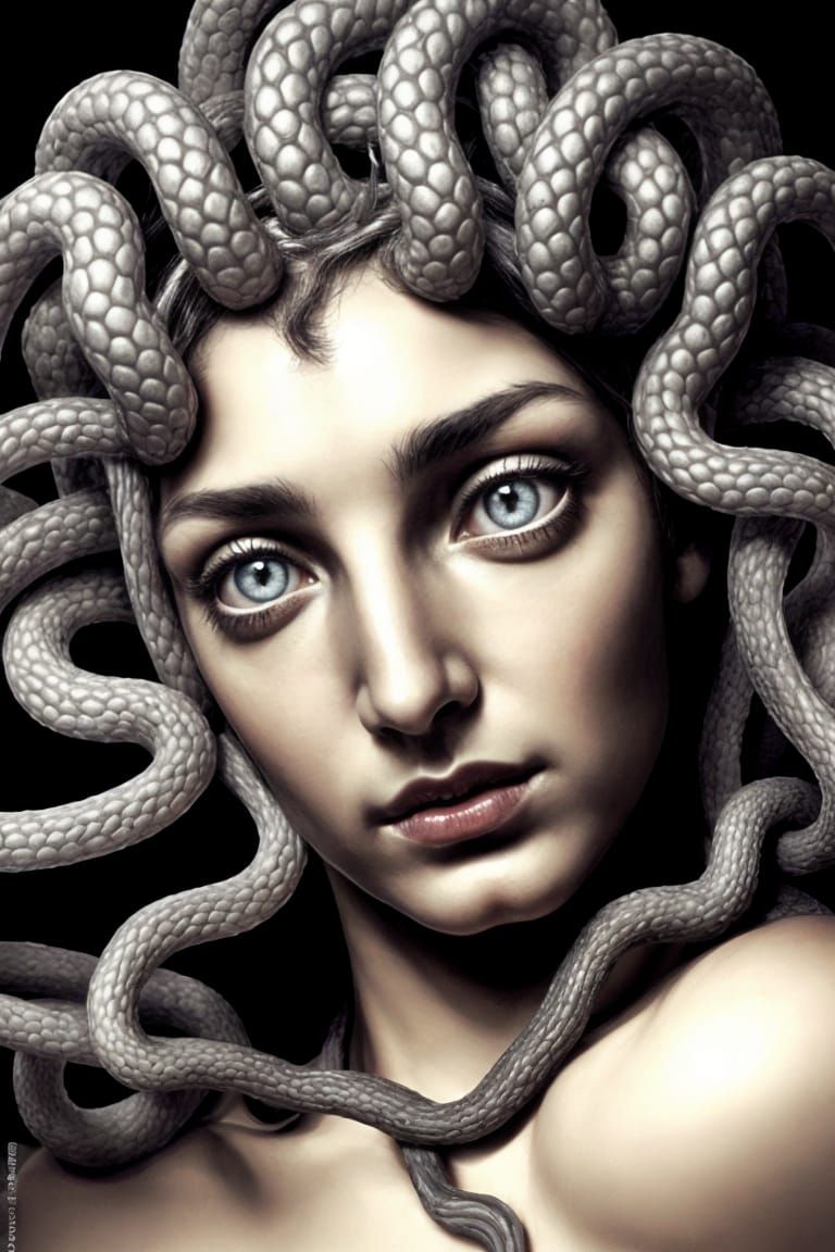 Detailed Portrait of Medusa in Greek Mythology