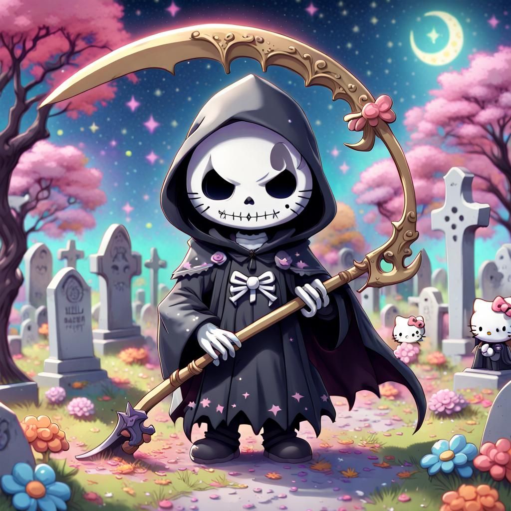 Chibi Grim Reaper in Hello Kitty Style