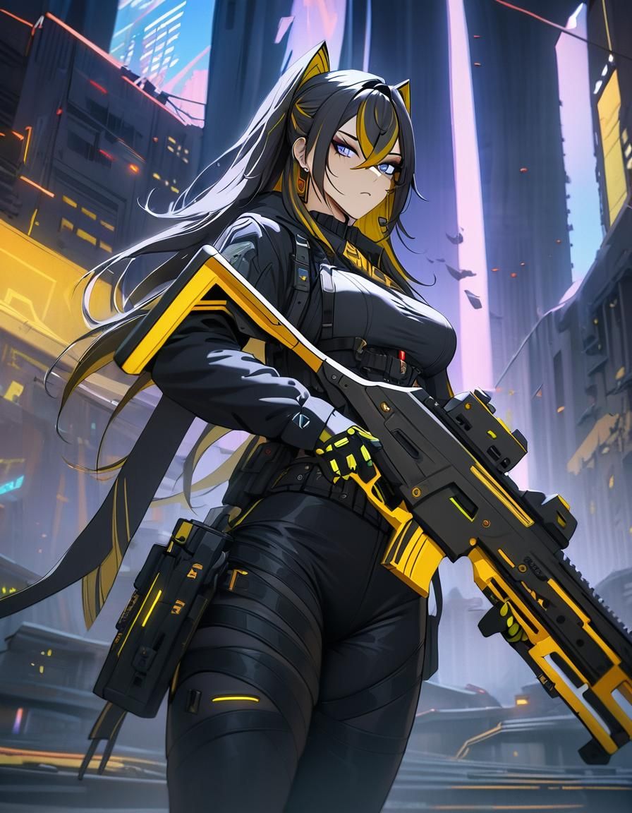 Cyberpunk Dehya Patrol in Genshin Impact Style