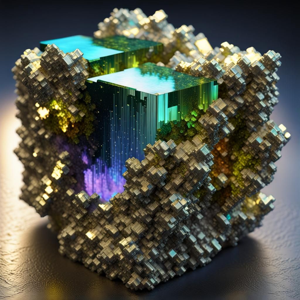 bismuth crystal in a Pyrite-ore cube-cracked pyromorphite ge...