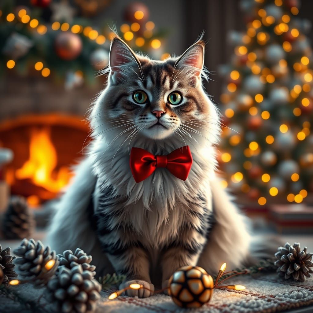 Majestic Cat in Winter Wonderland