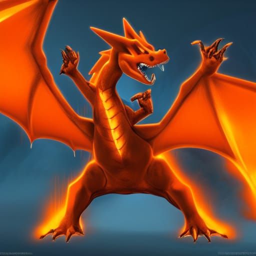 Detailed Matte Painting of Charizard
