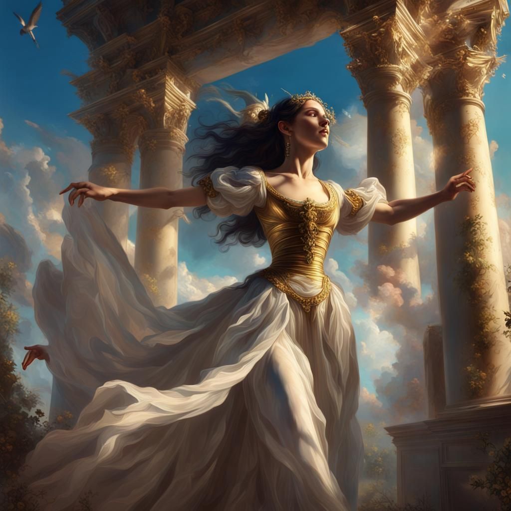 Heaven's Gates: Gracious Dance in Detailed Matte Style