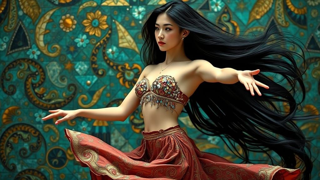 Elegant Woman in Opulent, Whimsical Setting