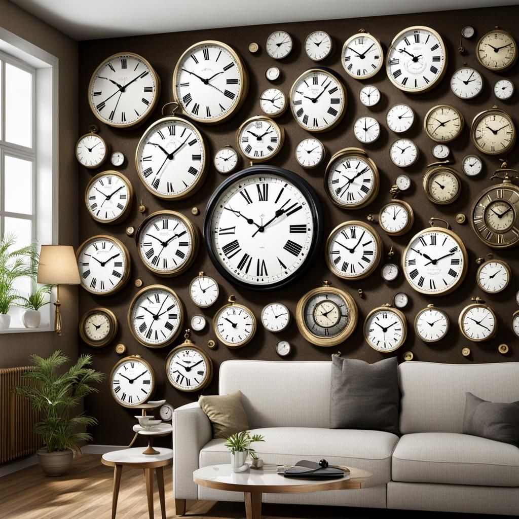 Surreal Melting Clocks in Distorted Room