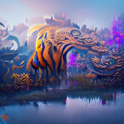 Detailed Painting of Fantastical Wildlife