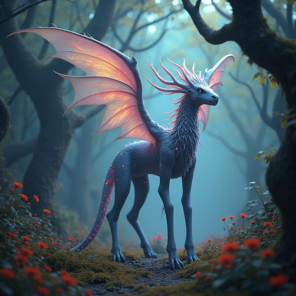 Ethereal Creature in Fantasy Landscape, Matte Painting