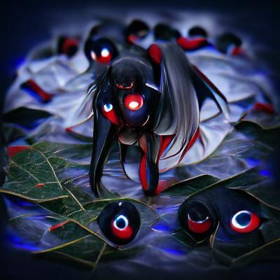 Intense Red Eyes Emerging from Darkness