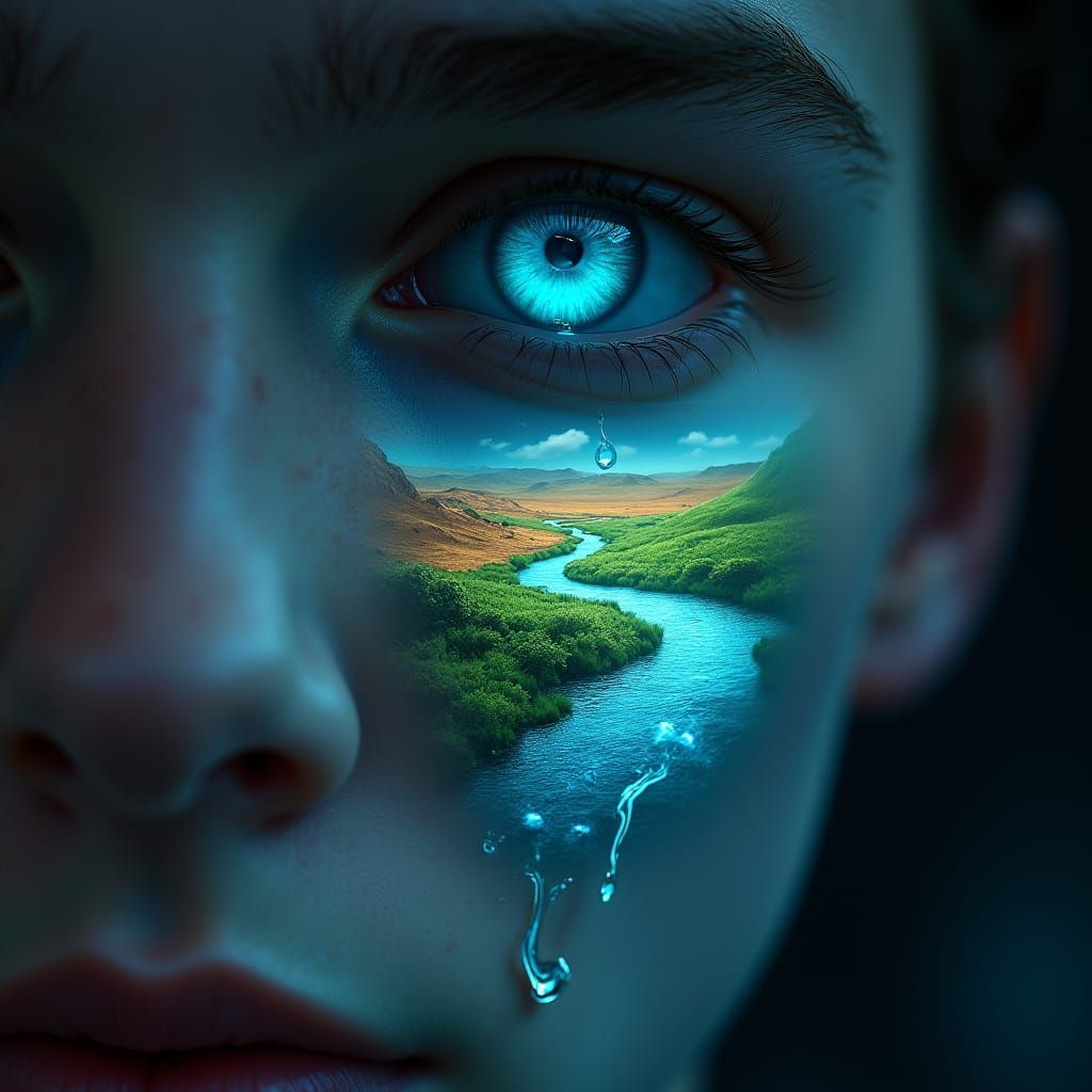 Mysterious Youth Radiates Intensity in Dreamlike Scene