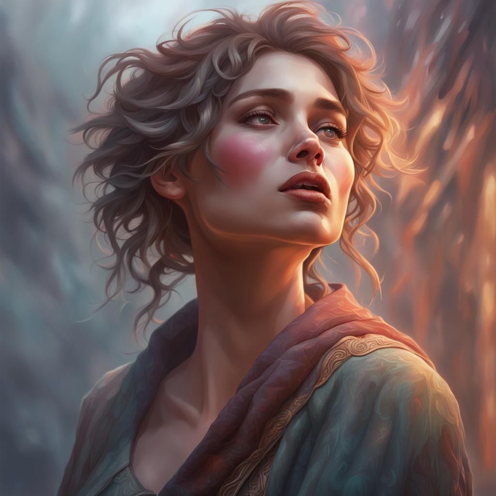 Girl Singing in Mist: Detailed 8K Portrait