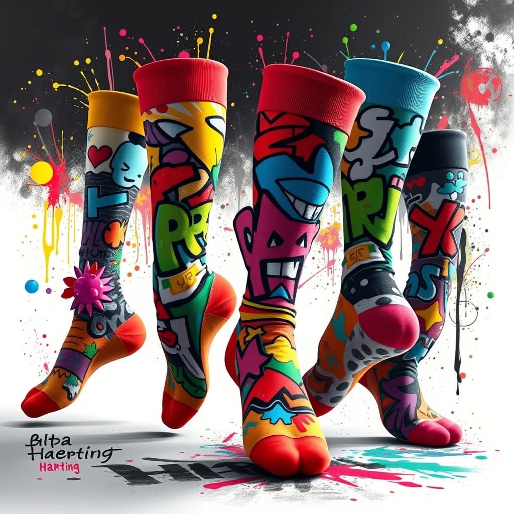 Dancing Socks in Graffiti Art Style