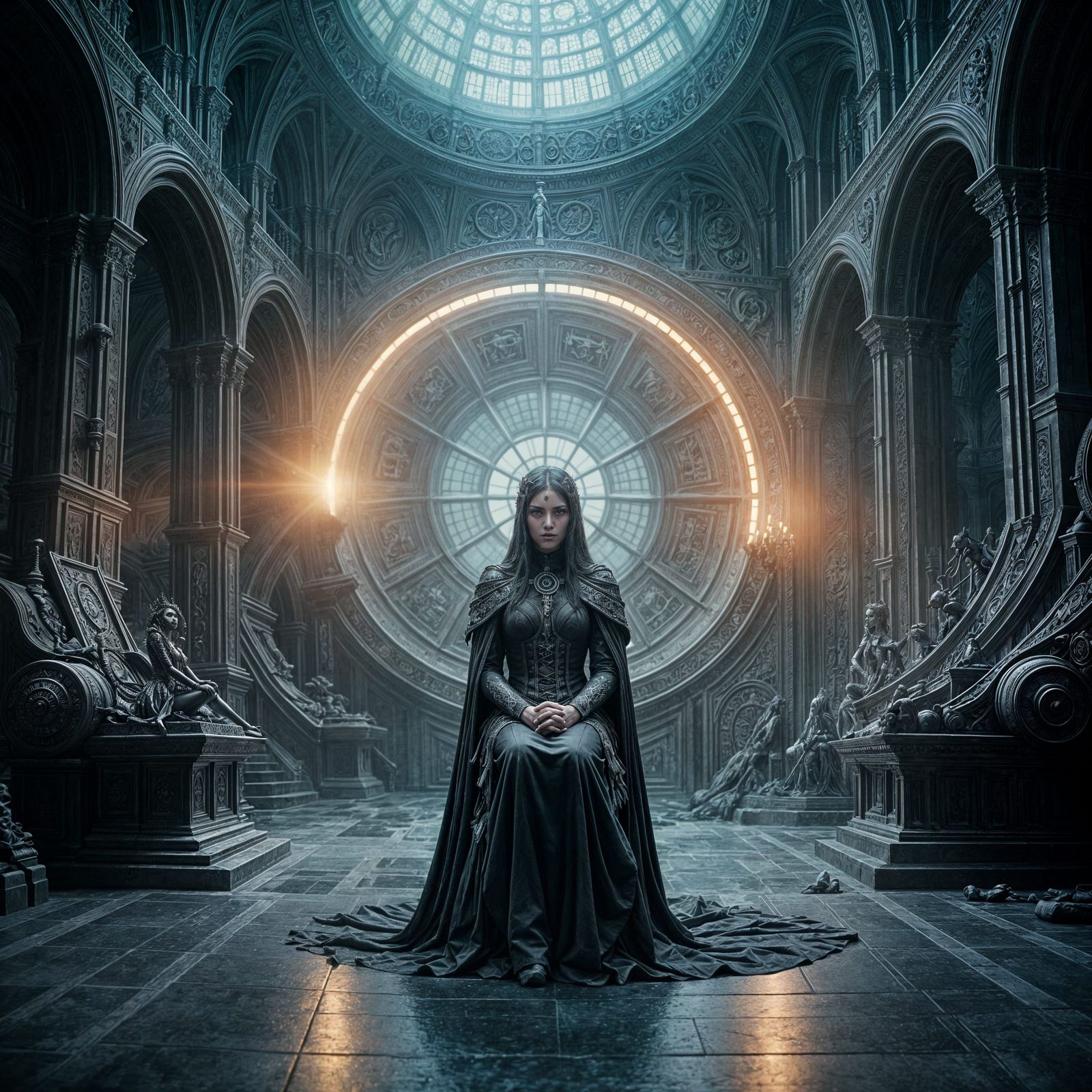 Dark Fantasy Queen in Gothic Spaceship