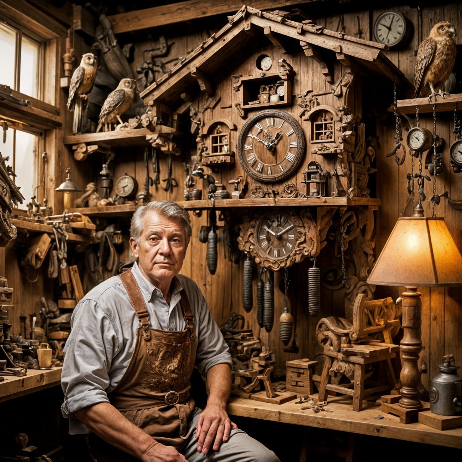 Artisan and Enormous Hand-Carved Cuckoo Clock