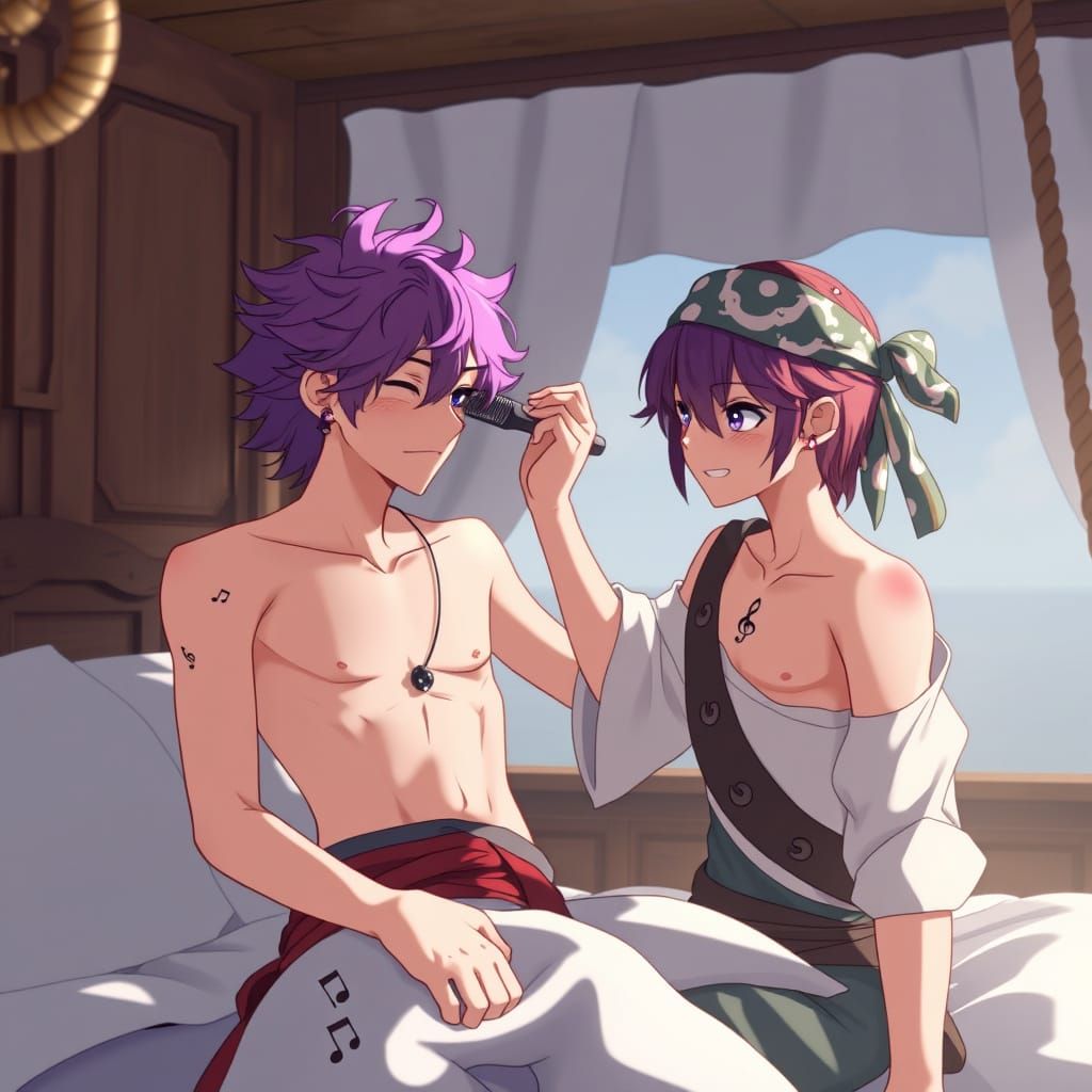 Pirate OCs Aoto and Haruki in Anime Style