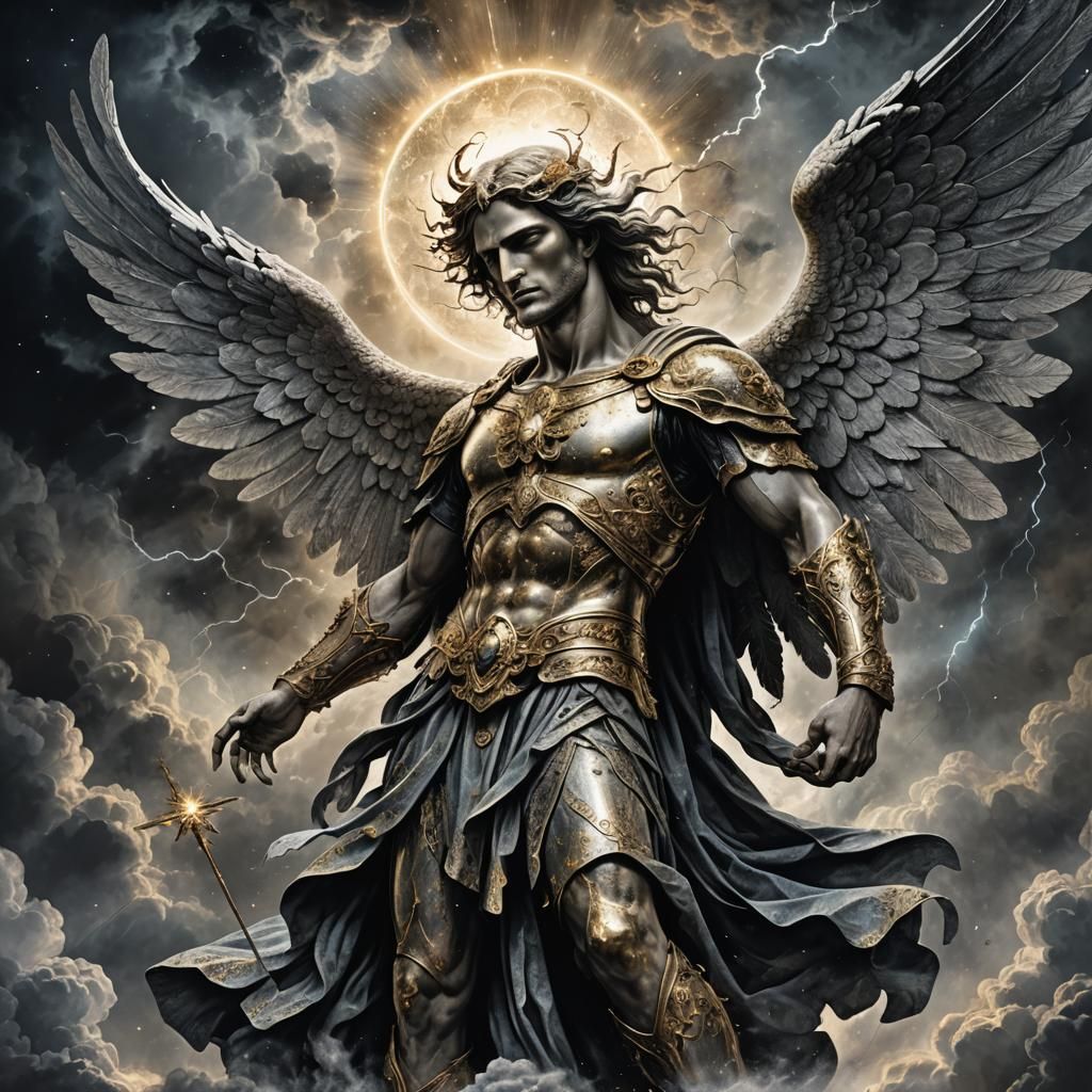 Archangel Michael Banishes Lucifer: Doré-Inspired Illustrati...